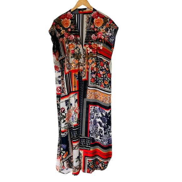 ANDREE BY UNIT Jackets & Blazers - Andree By Unit Printed Floral Embroidered Dolman Sleeve Maxi Kimono Size S Small